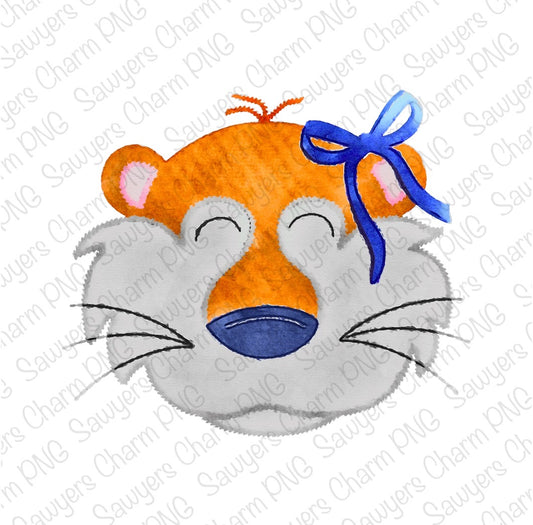 BUNDLE PNG watercolor Tiger mascot with/without coquette bow, Printable file/Sublimation/Heat Transfer Design/Digital Clipart, jungle animal