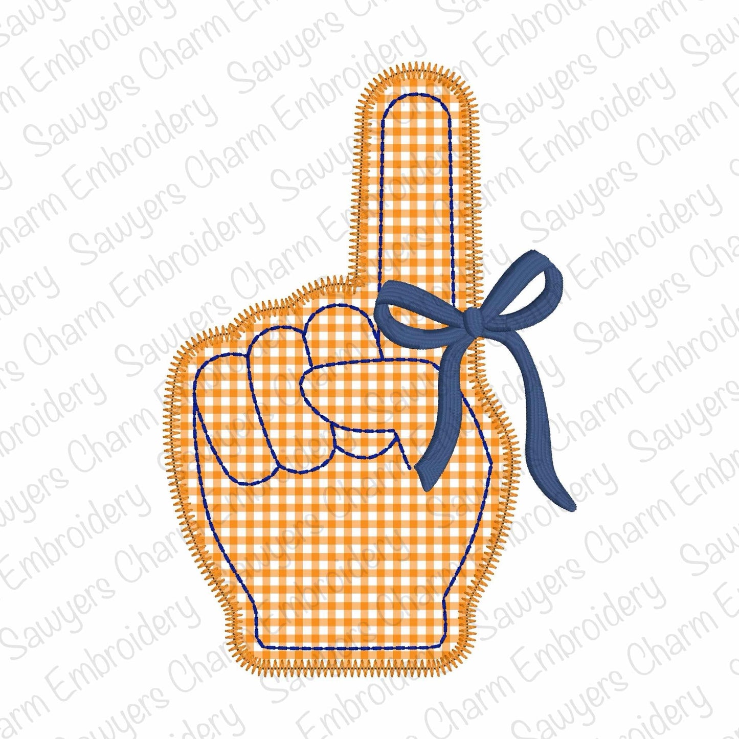 Foam finger with coquette bow machine applique embroidery design BUNDLE, zig zag and bean stitch, fall sports, number one fan, cheerleader