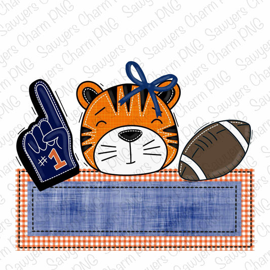 BUNDLE PNG faux applique Printable file, Sublimation/Heat Transfer Design/Digital Clipart, Tiger, foam finger, football trio, name plate