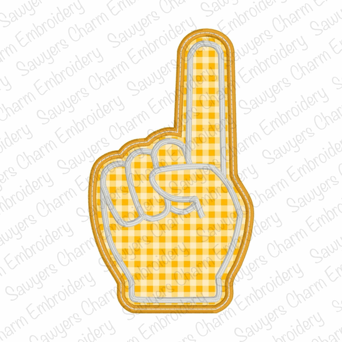 Foam finger machine applique embroidery design BUNDLE, zig zag, bean, & satin stitch, fall sports, number one fan