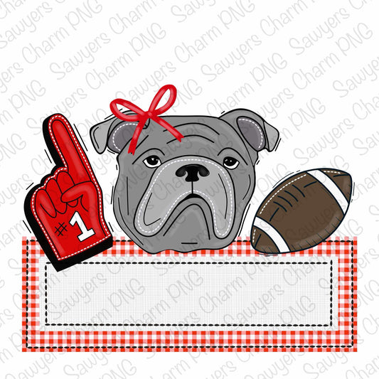 BUNDLE PNG faux applique Printable file, Sublimation/Heat Transfer Design/Digital Clipart, Bulldog, foam finger, football trio, name plate