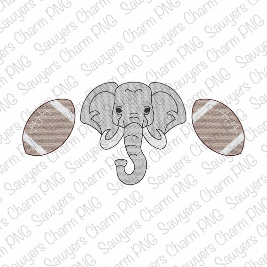 PNG faux sketch Printable file, Sublimation, Heat Transfer Design, Digital Clipart, Elephant mascot, football sports trio, university, dtf