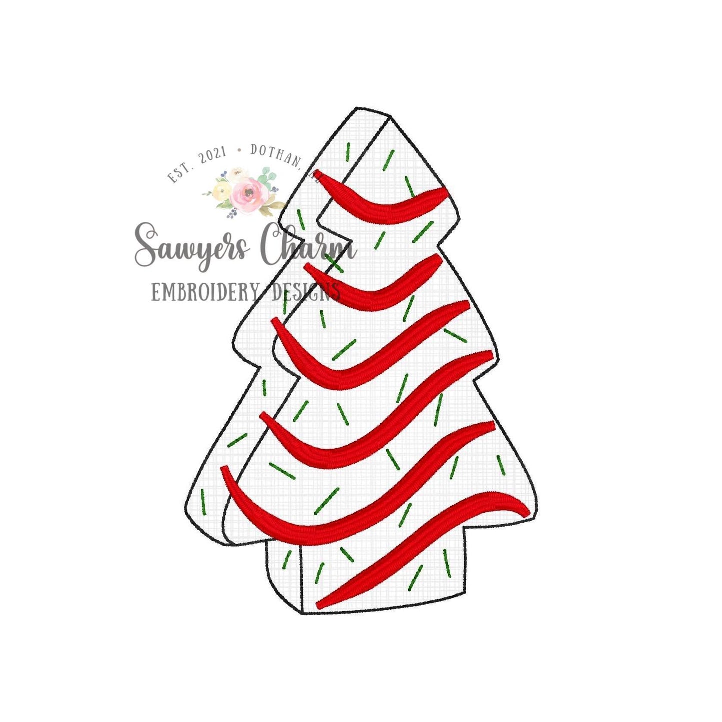 BUNDLE Christmas tree snack bean and zig zag stitch applique, machine embroidery design