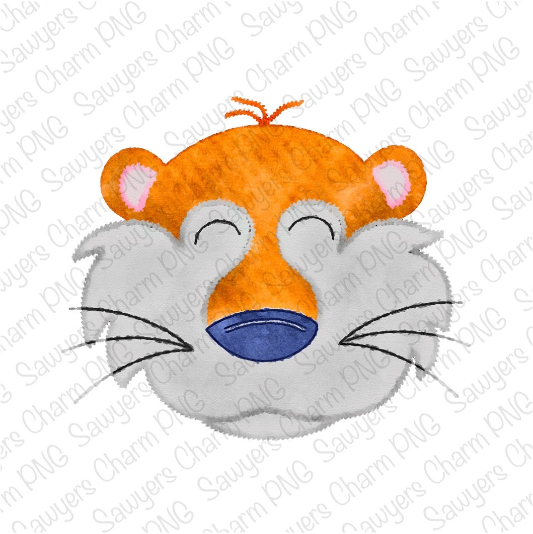 BUNDLE PNG watercolor Tiger mascot with/without coquette bow, Printable file/Sublimation/Heat Transfer Design/Digital Clipart, jungle animal