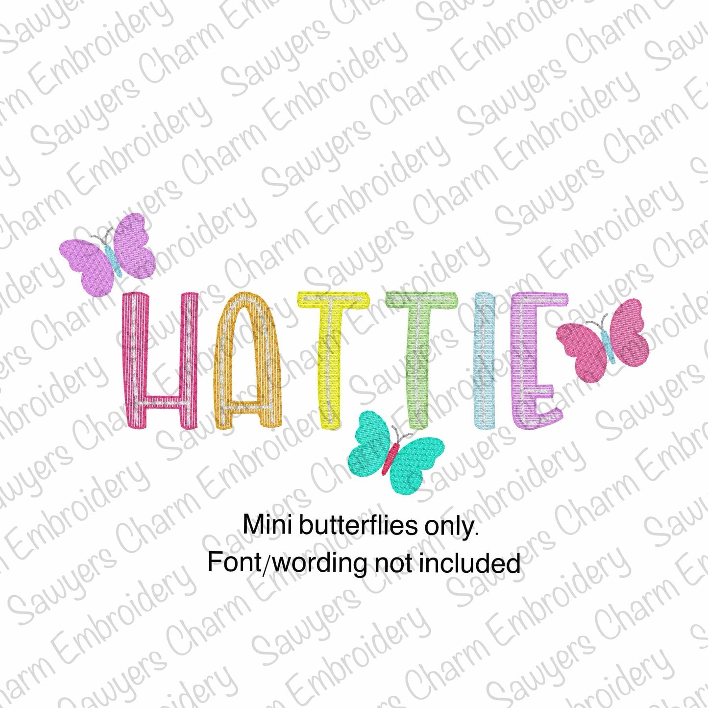 Mini butterfly sketch stitch machine embroidery design file, spring, summer, outdoors, insects, bugs, girl, quick stitch, bean stitch