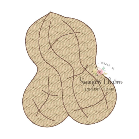 Peanut sketch stitch embroidery design BUNDLE, with/without bow, National Peanut Festival, fall harvest crop, farming