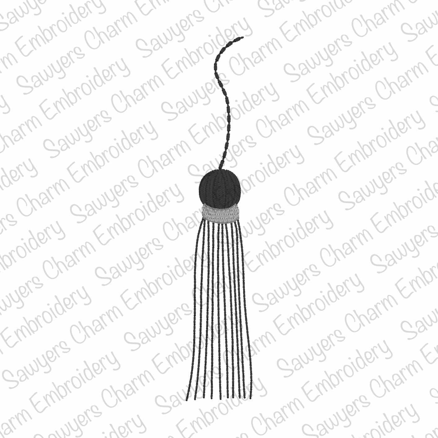 BUNDLE Tassel with/without coquette bow satin stitch machine embroidery design file, bean stitch, graduation day, cap & gown, mini sizes