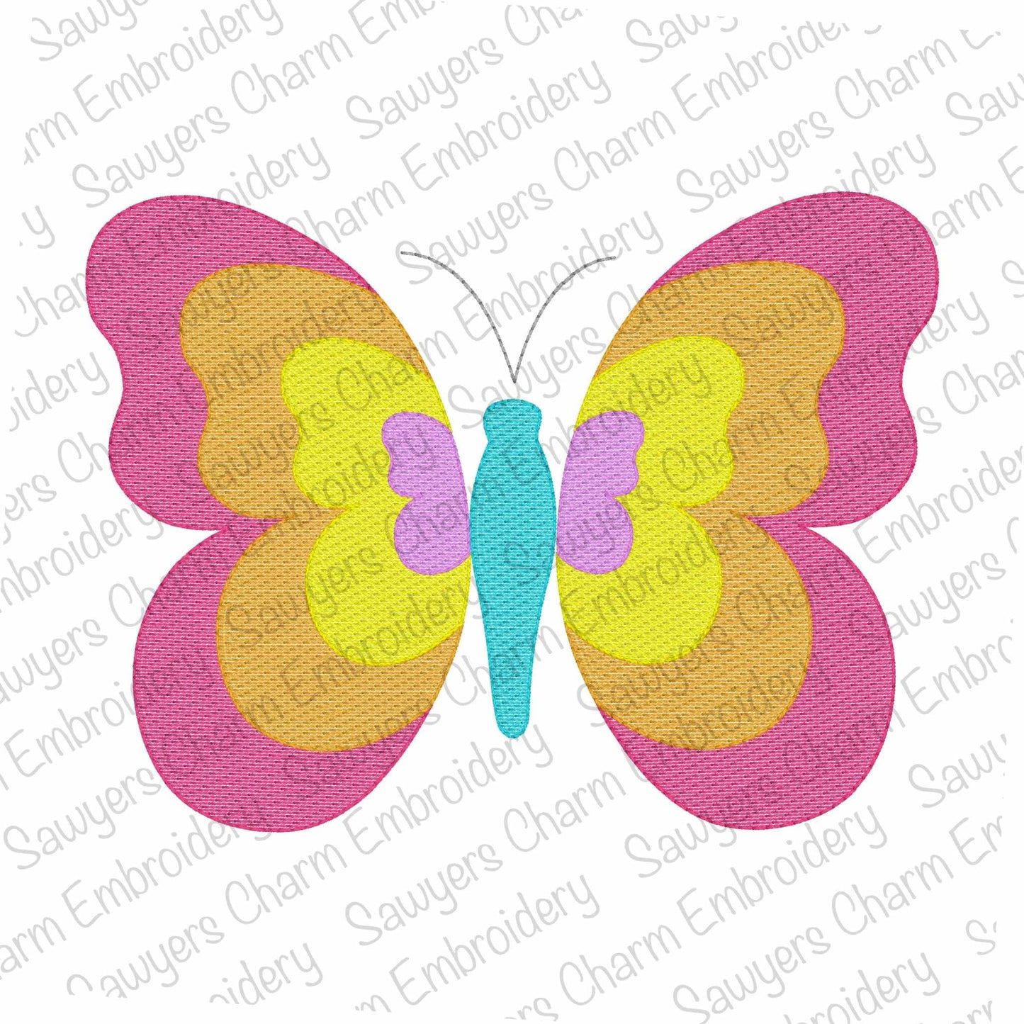 Rainbow butterfly sketch stitch machine embroidery design file, spring, summer, outdoors, insects, bugs, girl, quick stitch, bean stitch