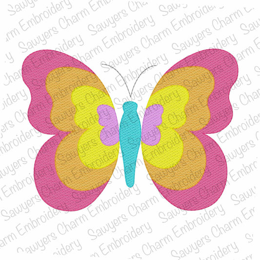 Rainbow butterfly sketch stitch machine embroidery design file, spring, summer, outdoors, insects, bugs, girl, quick stitch, bean stitch
