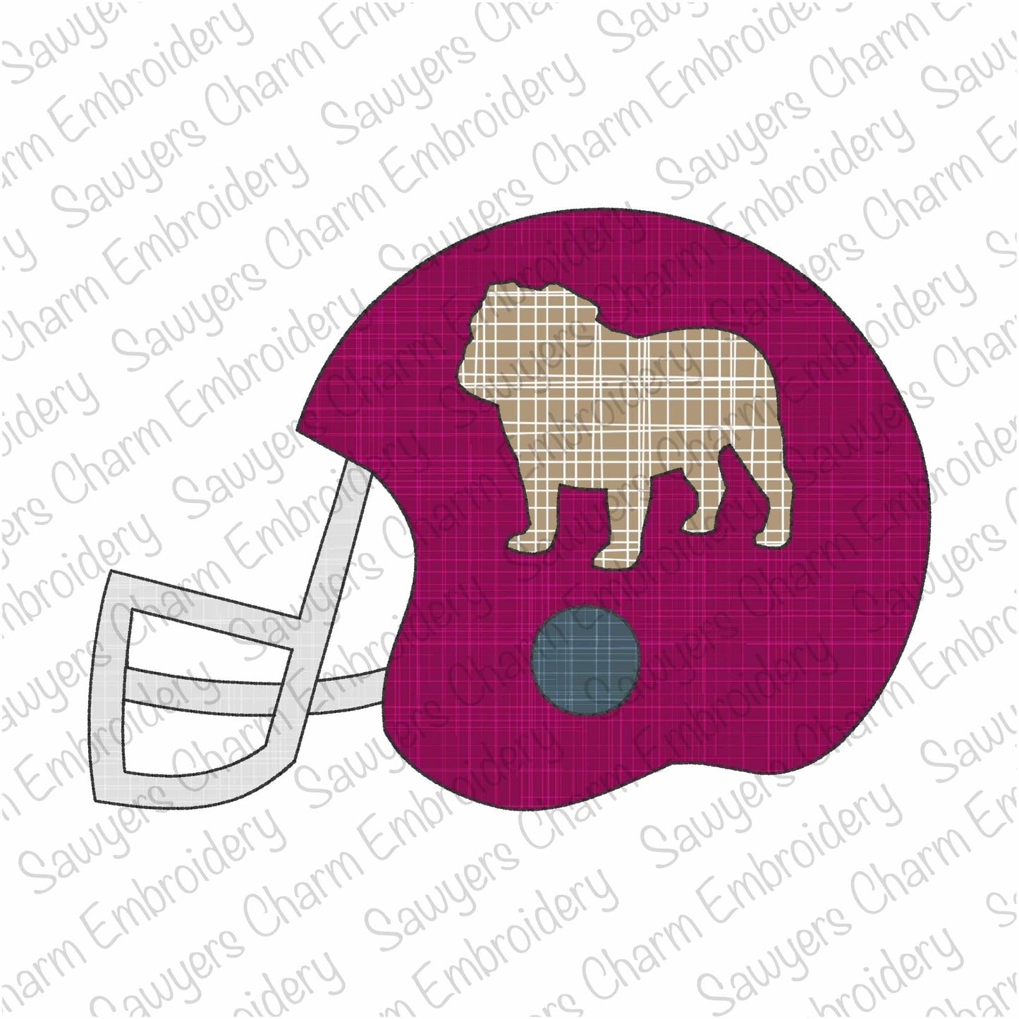 Football helmet bulldog mascot silhouette, bean stitch applique, machine embroidery design file, college, high school sports, university