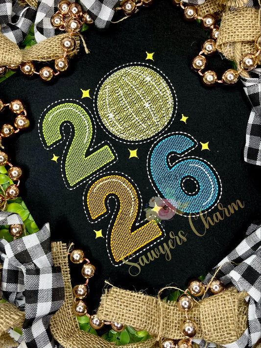 BUNDLE 2026 Disco ball sketch stitch machine embroidery design file, quick stitch, happy holidays, Happy New Year, celebration, party