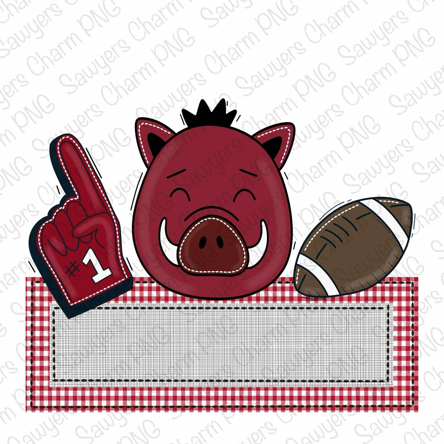 BUNDLE PNG faux applique Printable file, Sublimation/Heat Transfer Design/Digital Clipart, Razorback, foam finger, football trio, name plate