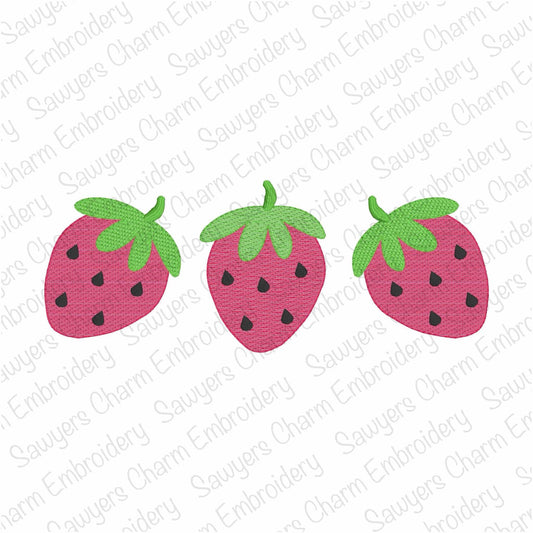Strawberry trio sketch machine embroidery design, fruit, summer and spring garden