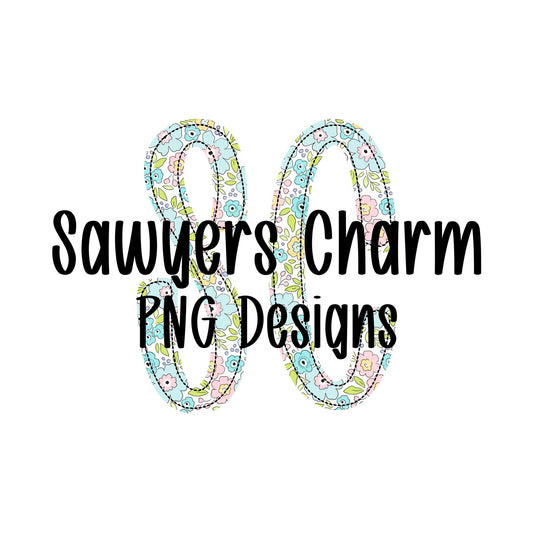 Logo with floral design and text 'Sawyers Charm PNG Designs' on a white background