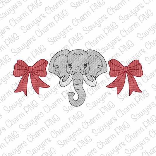 PNG faux sketch Printable file, Sublimation, Heat Transfer Design, Digital Clipart, Elephant mascot, coquette bows trio, sports, football