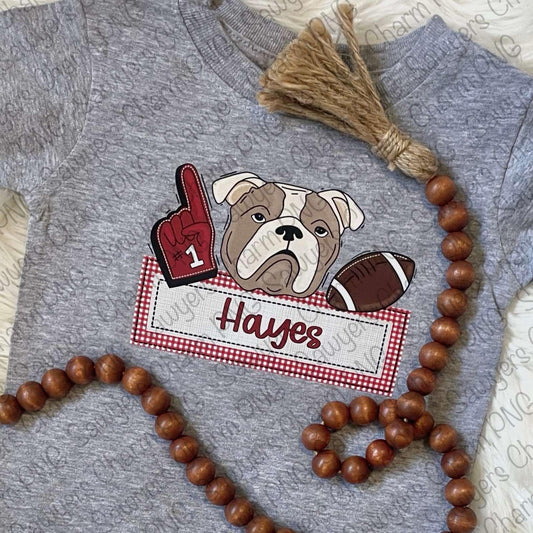 BUNDLE PNG faux applique Printable file, Sublimation/Heat Transfer Design/Digital Clipart, Bulldog, foam finger, football trio, name plate