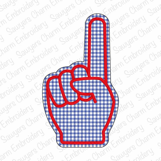 Foam finger machine applique embroidery design BUNDLE, zig zag, bean, & satin stitch, fall sports, number one fan