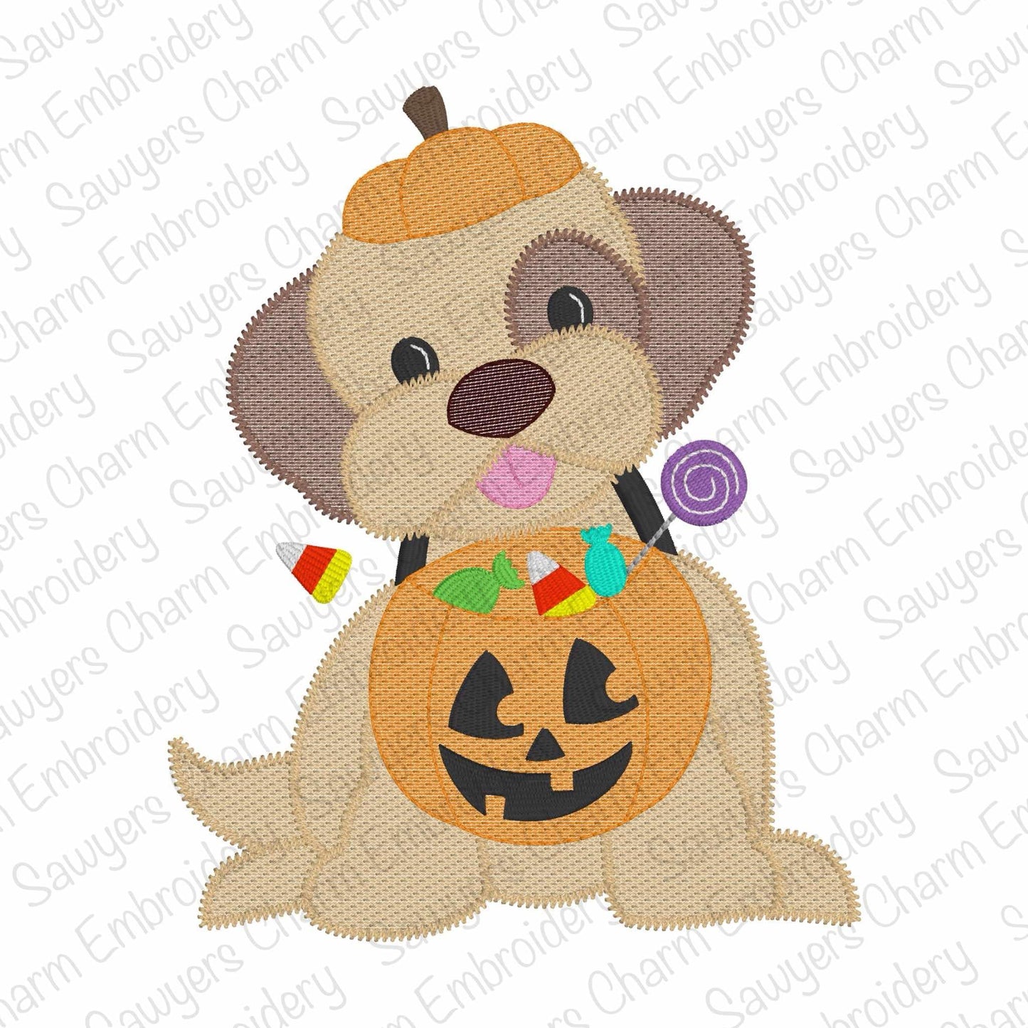 BUNDLE Halloween dog with jackolantern candy bucket sketch stitch machine embroidery design, trick or treating, with/without coquette bow