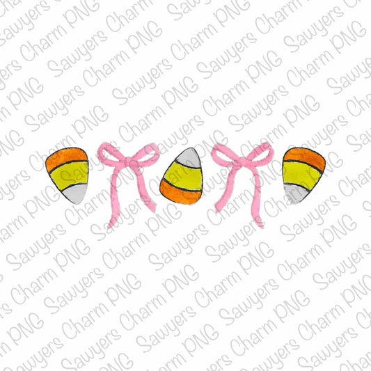BUNDLE PNG watercolor Candy corn & coquette bows Printable file/Sublimation/Heat Transfer Design/Digital Clipart, pink/purple bows, trendy
