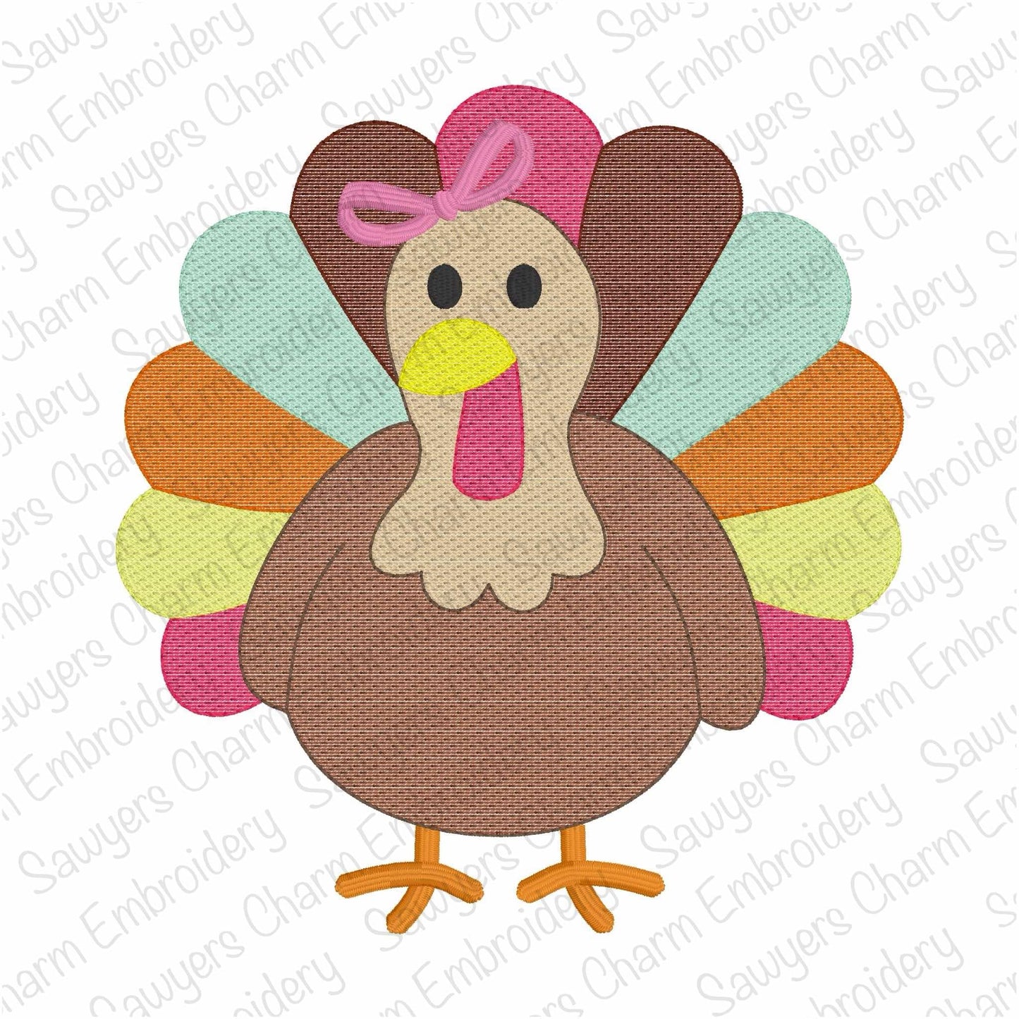 BUNDLE Turkey sketch stitch machine embroidery design, with & without coquette bow, perfect for fall, thanksgiving, gobble, quick stitch