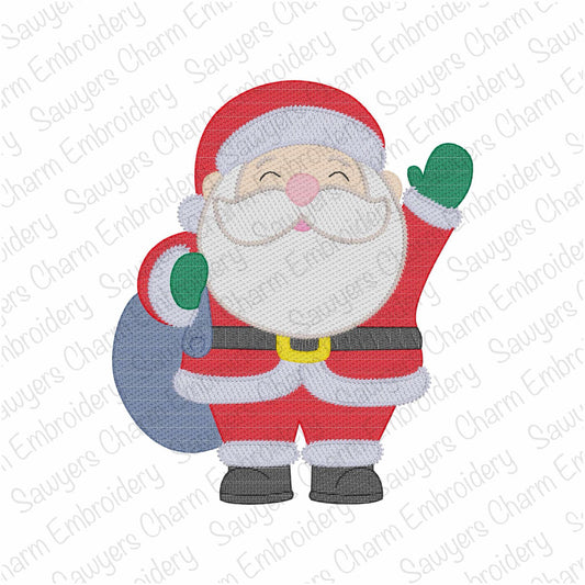Santa Claus with gift sack light fill sketch stitch machine embroidery design, happy holidays, Merry Christmas, quick stitch, ho ho ho
