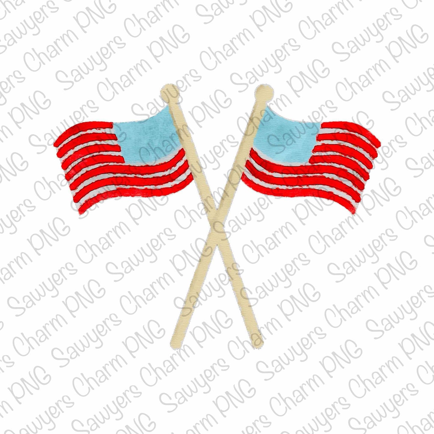 PNG watercolor Patriotic American flags Printable file/Sublimation/Heat Transfer Design/Digital Clipart, summer Fourth of July stars stripes