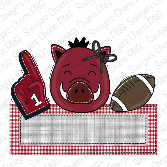 BUNDLE PNG faux applique Printable file, Sublimation/Heat Transfer Design/Digital Clipart, Razorback, foam finger, football trio, name plate