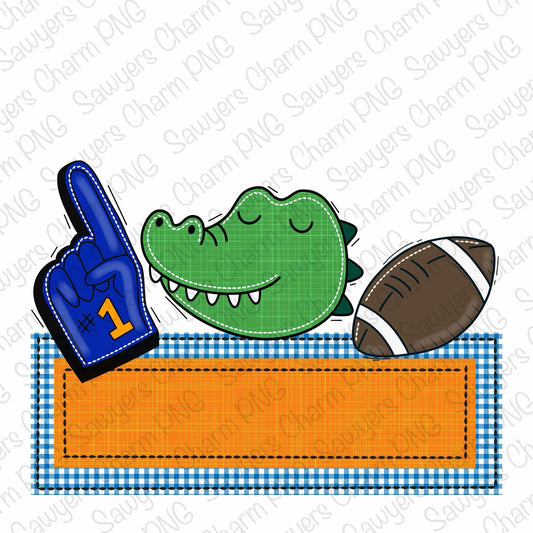 BUNDLE PNG faux applique Printable file, Sublimation/Heat Transfer Design/Digital Clipart, Gator, foam finger, football trio, name plate