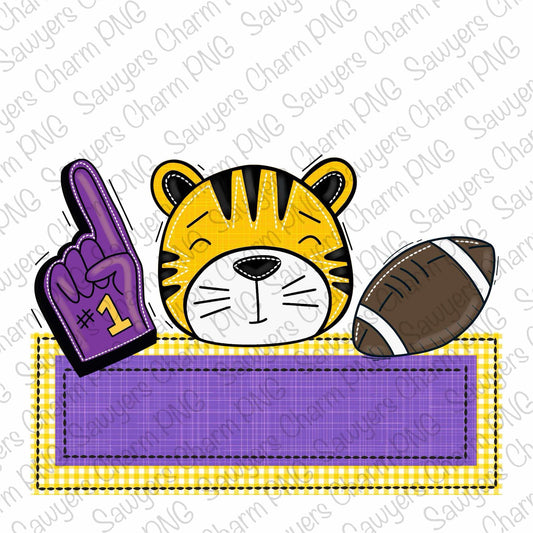 BUNDLE PNG faux applique Printable file, Sublimation/Heat Transfer Design/Digital Clipart, Tiger, foam finger, football trio, name plate