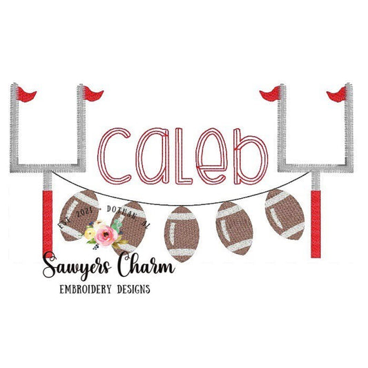 Sports football field goal bunting banner machine sketch fill design embroidery file, quick stitch, bean stitch, college high school fall