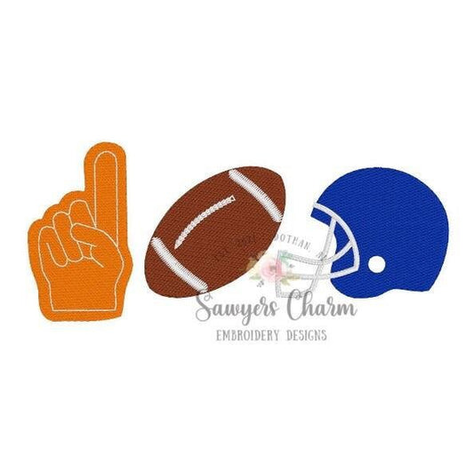 Sports football foam finger helmet machine sketch fill design embroidery file, quick stitch, bean stitch