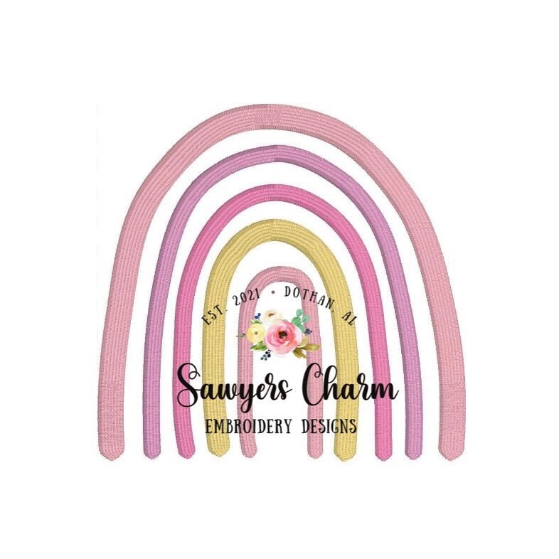 Boho rainbow satin stitch machine embroidery design file, quick stitch