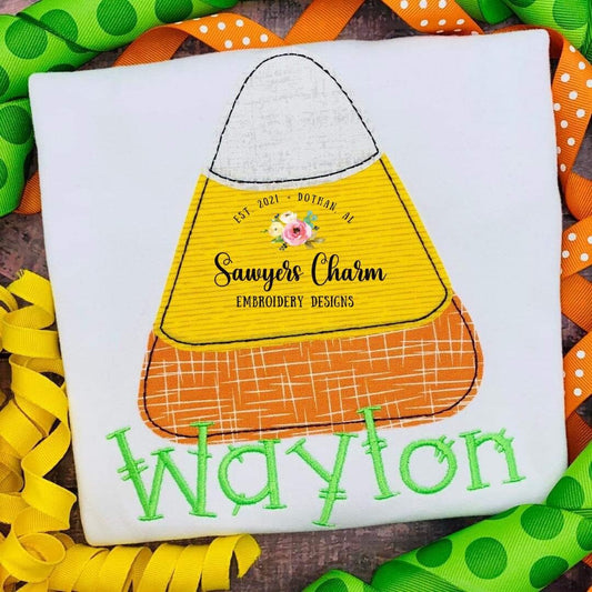 BUNDLE Halloween candy corn bean stitch applique , with & without bow, embroidery design file, quick stitch trick or treating, fall