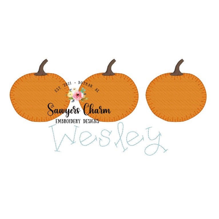 Halloween/fall pumpkins trio with and without bows sketch fill machine embroidery file design, quick stitch, bean stitch, blanket stitch