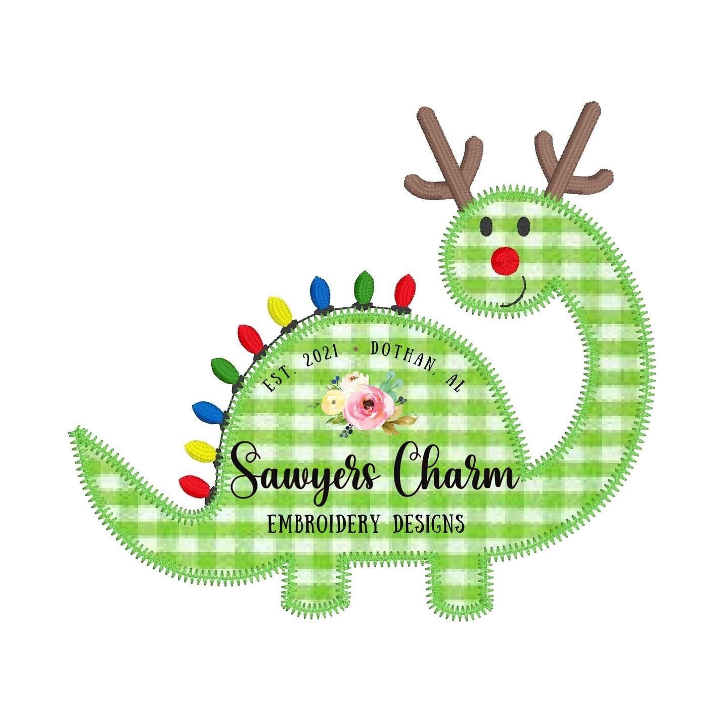 BUNDLE Christmas lights reindeer antlers dinosaur with and without bow zigzag machine applique design embroidery file