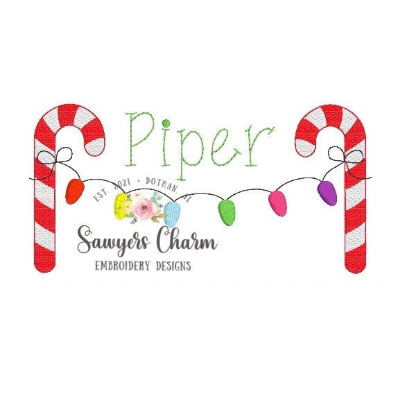 BUNDLE Christmas lights candy cane bunting banner sketch stitch machine embroidery design file, quick stitch, bean stitch, happy holidays