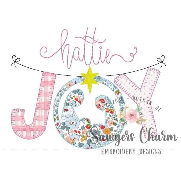 BUNDLE Christmas JOY bunting banner nativity/JOY nativity machine applique design embroidery file, blanket stitch & bean stitch, Jesus