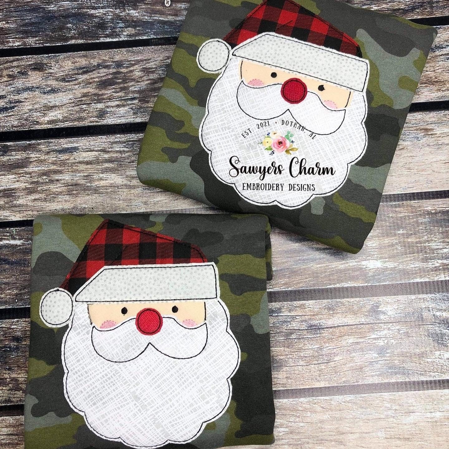 Christmas/holiday Santa Clause face bean stitch machine applique design embroidery file, quick stitch, ho ho ho, holly jolly, St. Nick