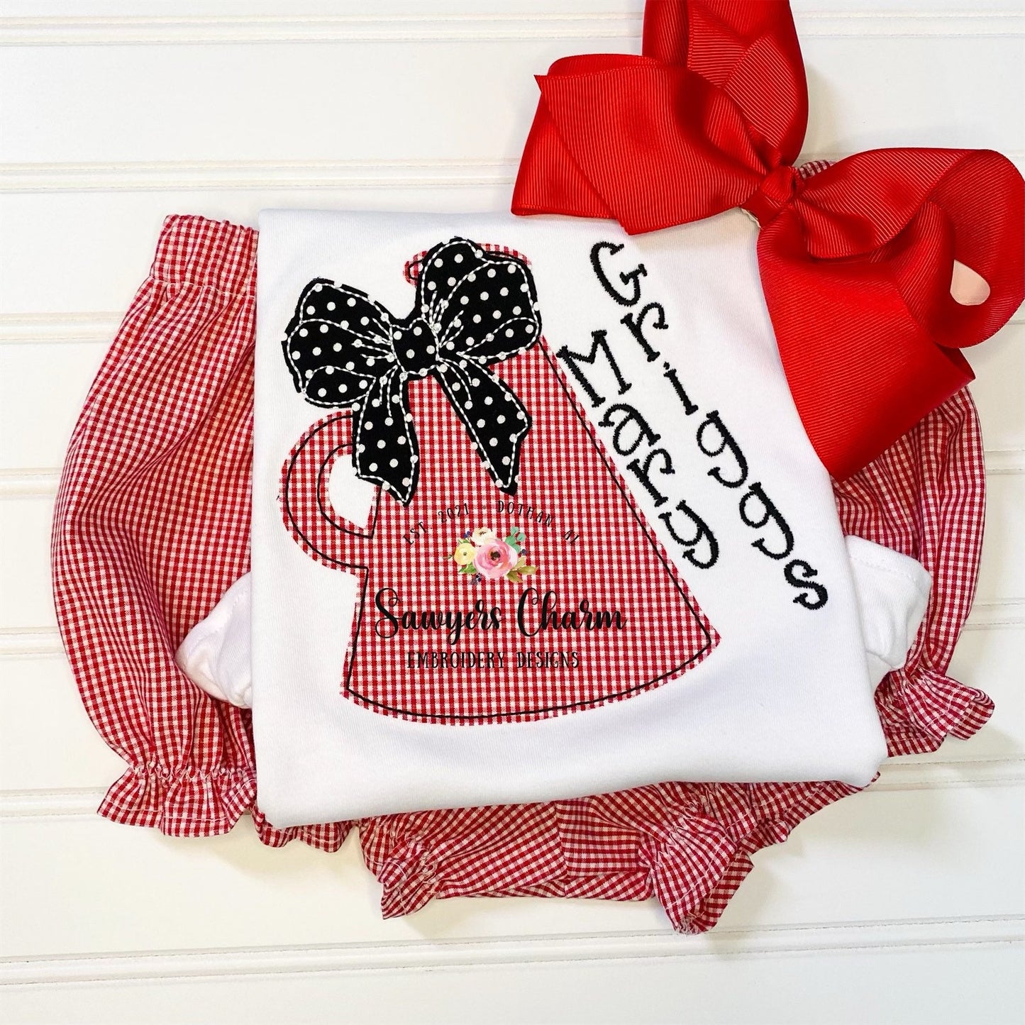 BUNDLE Megaphone/bow/pom poms, machine applique embroidery design file, bean stitch, blanket stitch, football sports cheerleading, mascot