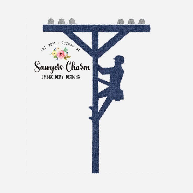 Lineman zig zag AND bean stitch applique machine design embroidery file, quick stitch