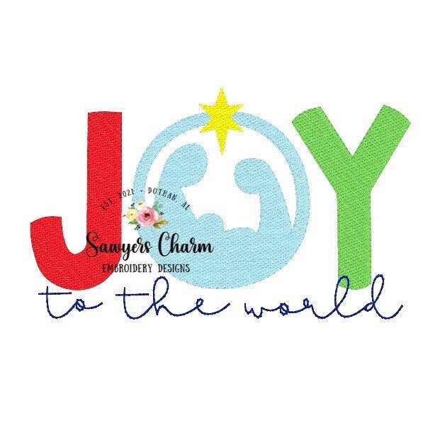 Christmas/holiday JOY nativity sketch stitch, machine embroidery design file, quick stitch, Baby Jesus, Joy to the World, Merry Christmas
