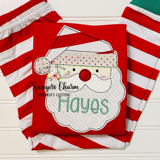 Christmas/holiday Santa Clause face bean stitch machine applique design embroidery file, quick stitch, ho ho ho, holly jolly, St. Nick