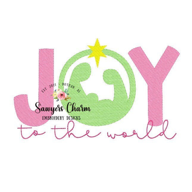 Christmas/holiday JOY nativity sketch stitch, machine embroidery design file, quick stitch, Baby Jesus, Joy to the World, Merry Christmas