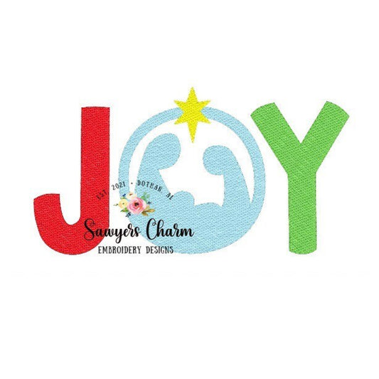 Christmas/holiday JOY nativity sketch stitch, machine embroidery design file, quick stitch, Baby Jesus, Joy to the World, Merry Christmas