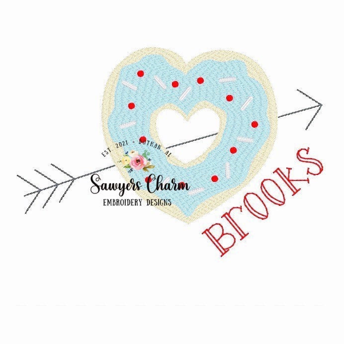 Valentine's Day heart donut arrow sketch machine applique embroidery design file quick stitch bean stitch, vintage stitch, scribble squiggly