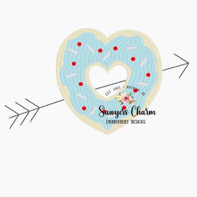 Valentine's Day heart donut arrow sketch machine applique embroidery design file quick stitch bean stitch, vintage stitch, scribble squiggly