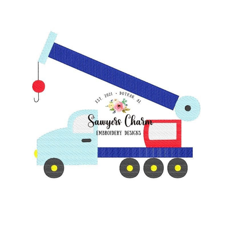 BUNDLE Construction crane sketch design AND bean stitch machine applique design embroidery file