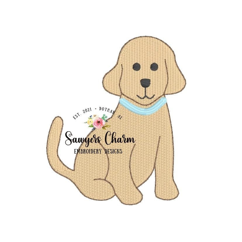 BUNDLE Puppy/dog sketch and filled stitch mini machine embroidery design file, comes with girl and boy version
