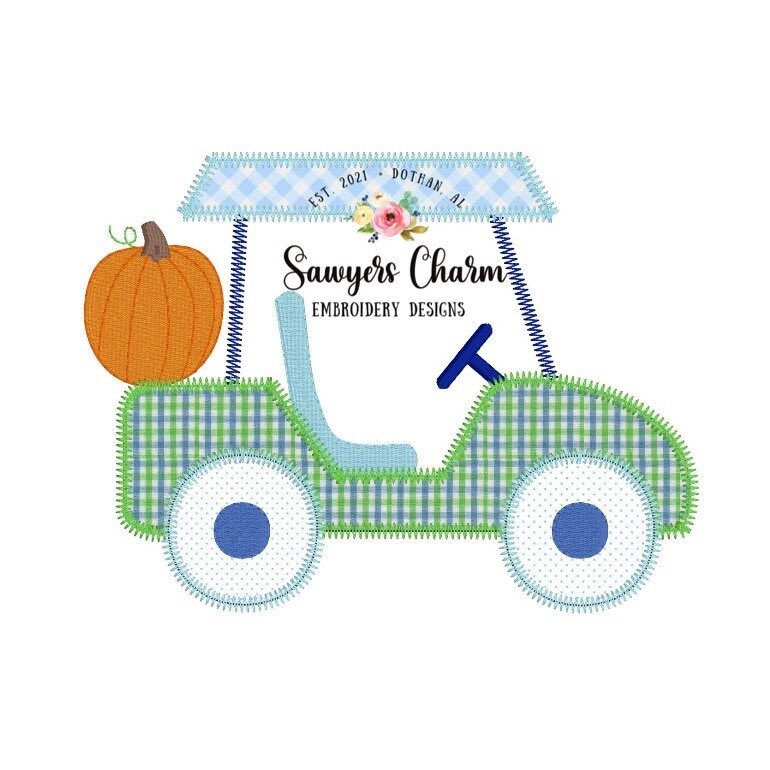 BUNDLE Boy and girl Golf cart all holidays zigzag machine embroidery applique design file, Valentine's, Shamrocks, patriotic, Easter, fall