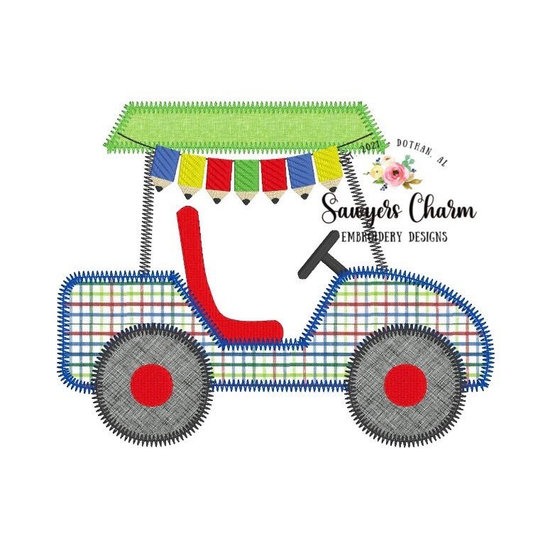 BUNDLE Boy and girl Golf cart all holidays zigzag machine embroidery applique design file, Valentine's, Shamrocks, patriotic, Easter, fall